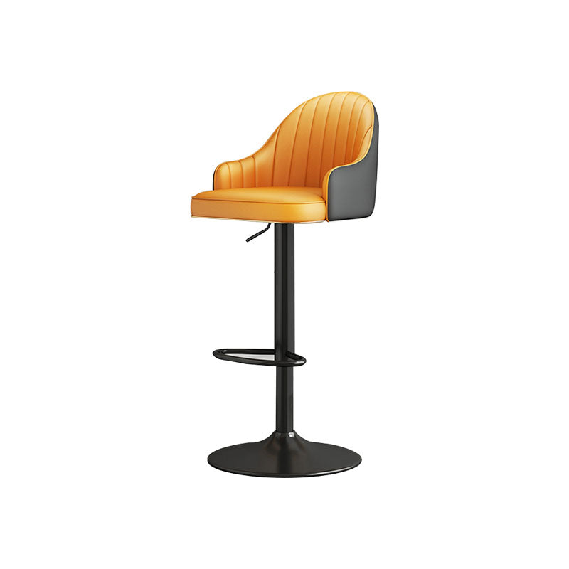 Glam Style Faux Leather Bar Stools Swivel Adjustable Height Bar Stool