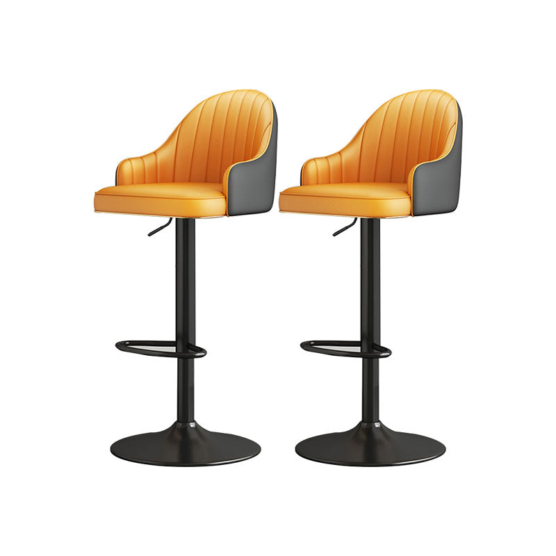 Glam Style Faux Leather Bar Stools Swivel Adjustable Height Bar Stool