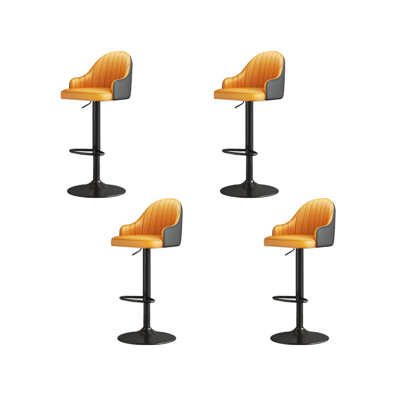 Glam Style Faux Leather Bar Stools Swivel Adjustable Height Bar Stool