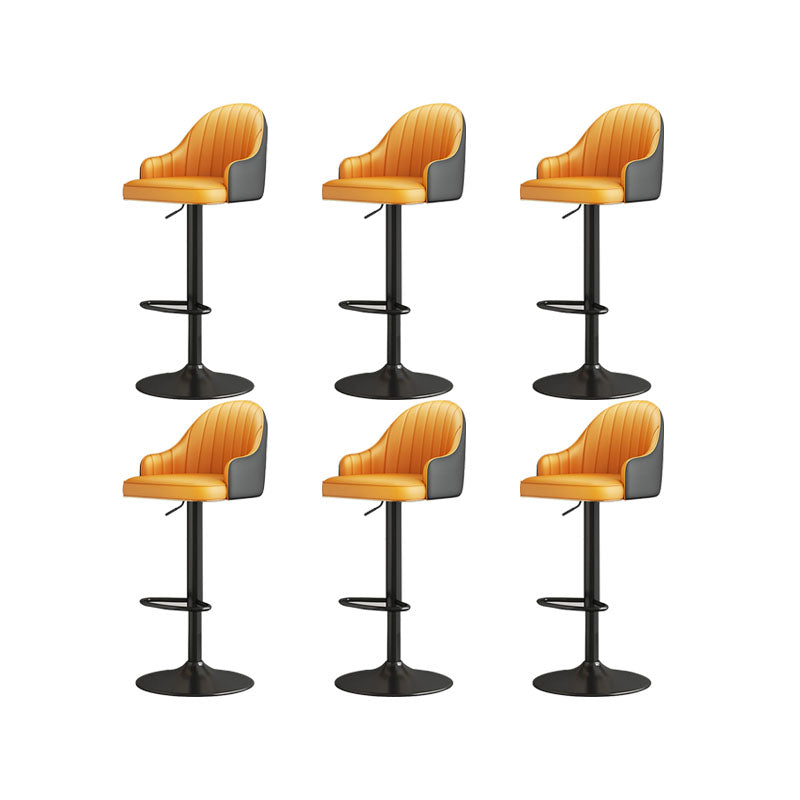 Glam Style Faux Leather Bar Stools Swivel Adjustable Height Bar Stool