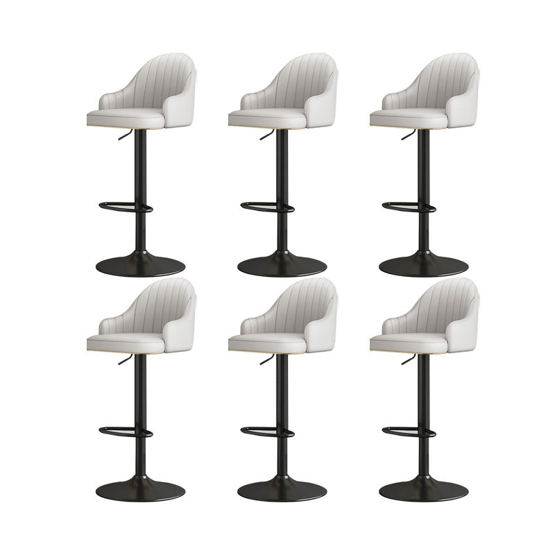 Glam Style Faux Leather Bar Stools Swivel Adjustable Height Bar Stool