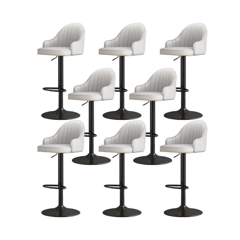 Glam Style Faux Leather Bar Stools Swivel Adjustable Height Bar Stool