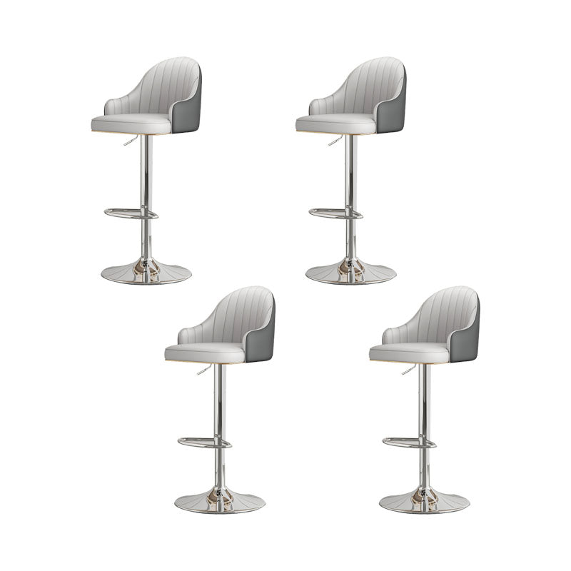 Glam Style Faux Leather Bar Stools Swivel Adjustable Height Bar Stool
