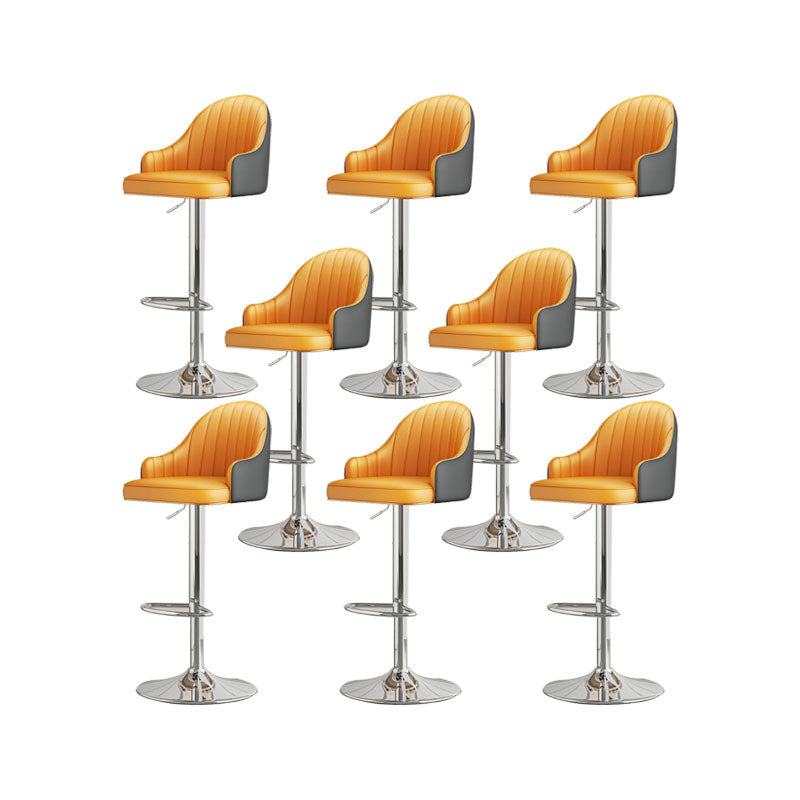 Glam Style Faux Leather Bar Stools Swivel Adjustable Height Bar Stool