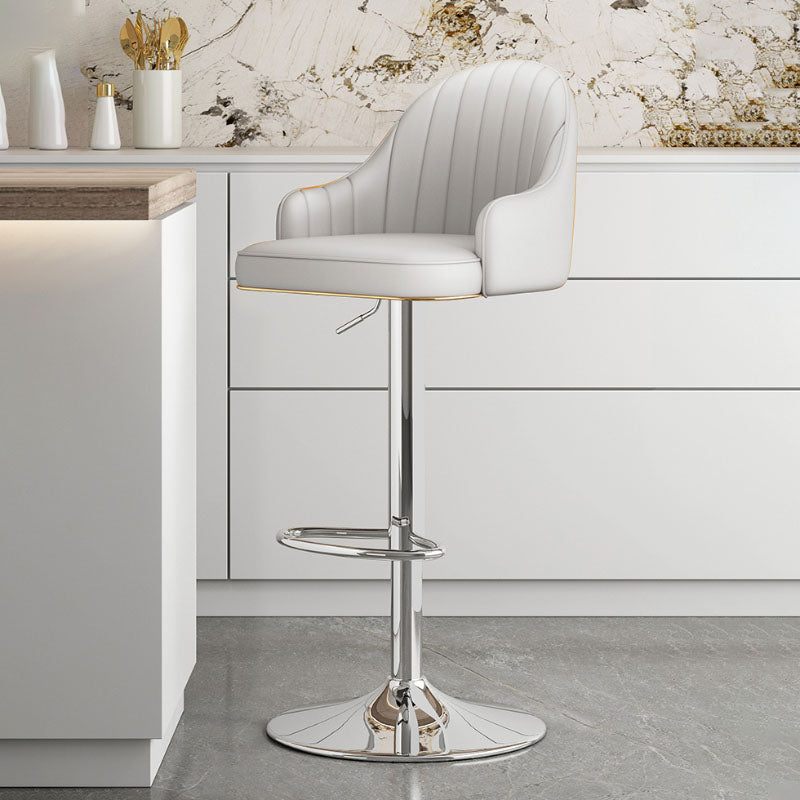 Glam Style Faux Leather Bar Stools Swivel Adjustable Height Bar Stool