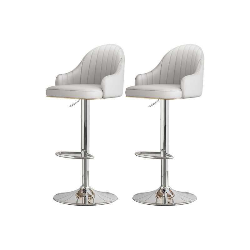 Glam Style Faux Leather Bar Stools Swivel Adjustable Height Bar Stool