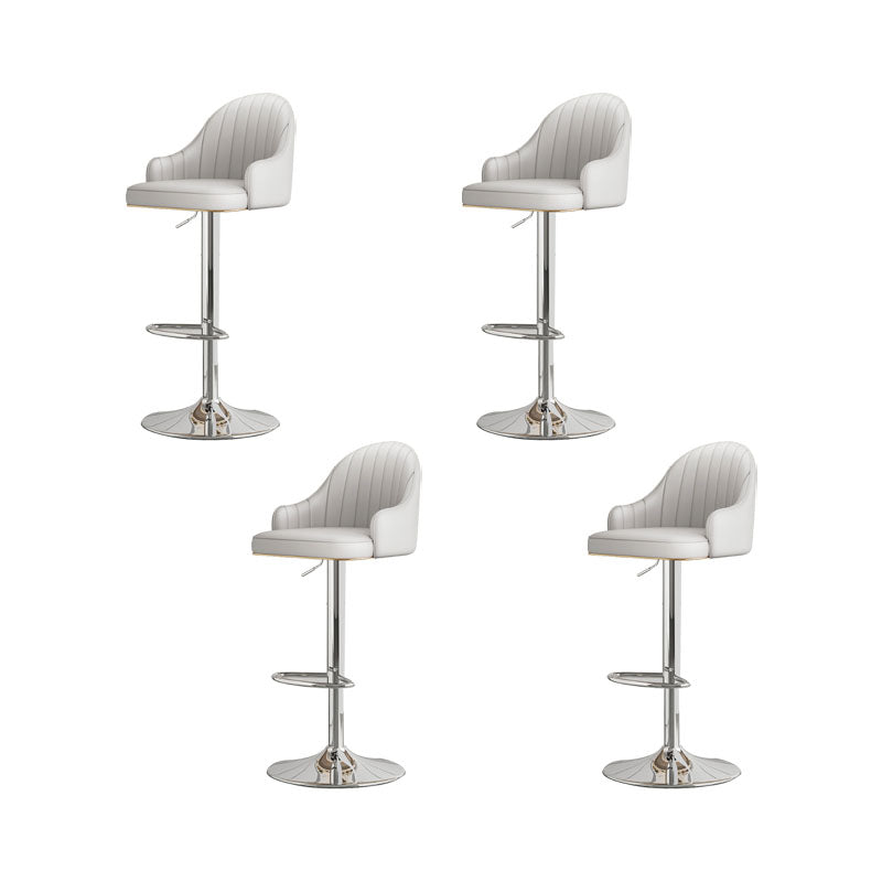 Glam Style Faux Leather Bar Stools Swivel Adjustable Height Bar Stool