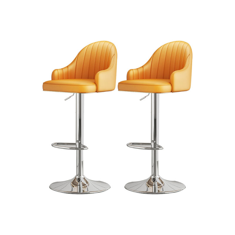 Glam Style Faux Leather Bar Stools Swivel Adjustable Height Bar Stool