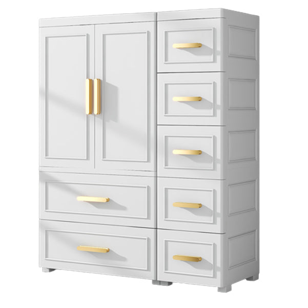 Modern Matte Bedroom Armoire Glossy Plastic Coat Locker with Doors