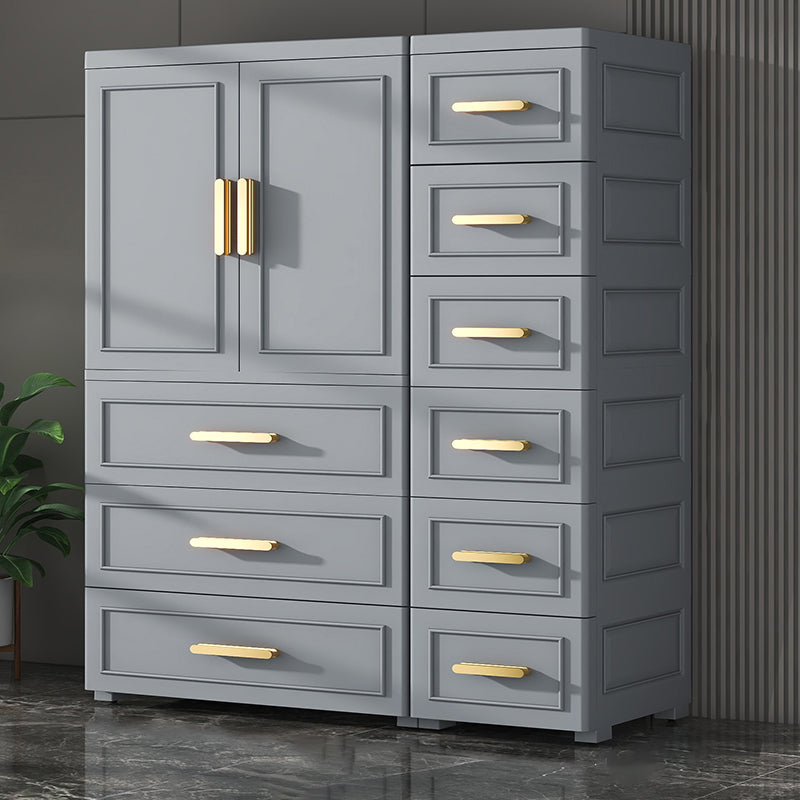 Modern Matte Bedroom Armoire Glossy Plastic Coat Locker with Doors