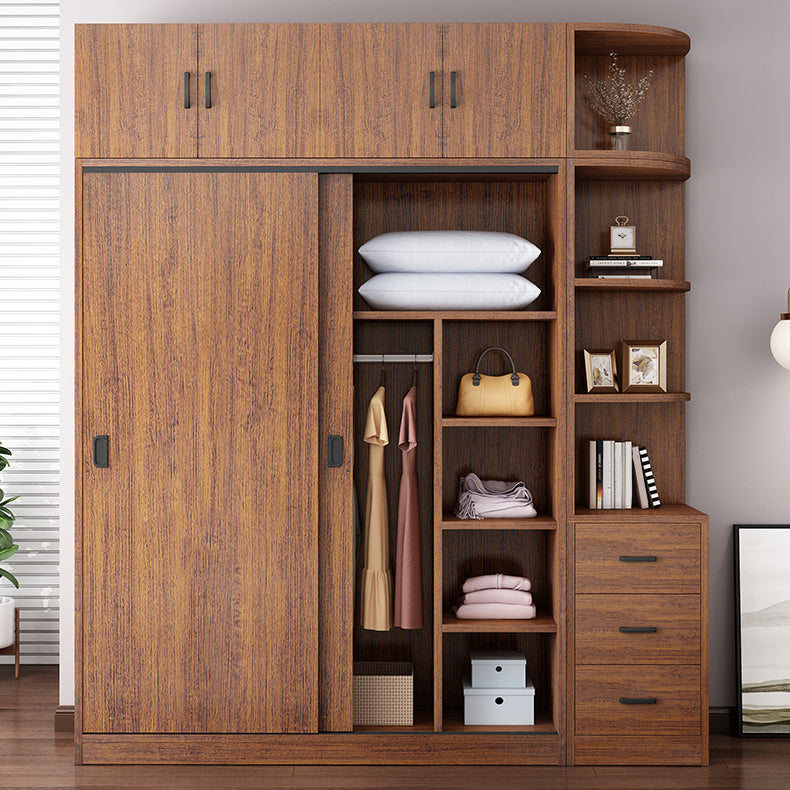 Solid Wood Frame Wardrobe Freestanding Wardrobe with Sliding Doors