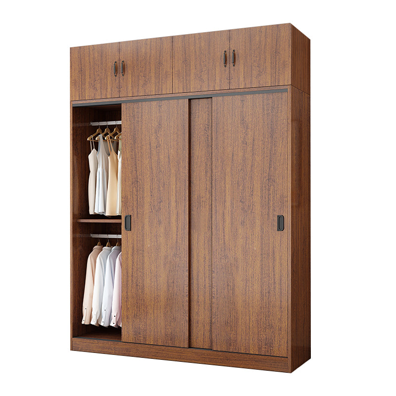 Solid Wood Frame Wardrobe Freestanding Wardrobe with Sliding Doors