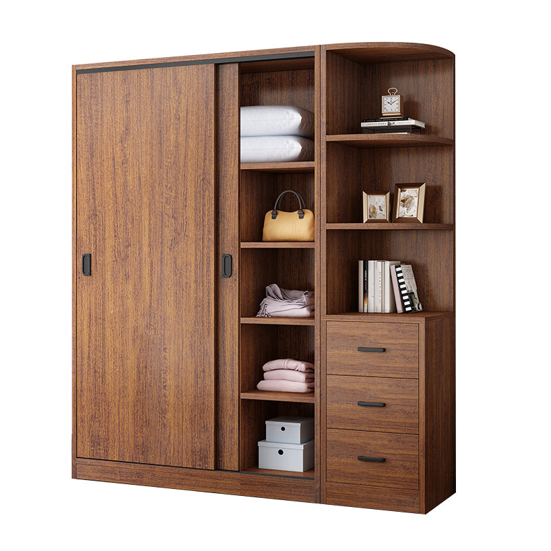 Solid Wood Frame Wardrobe Freestanding Wardrobe with Sliding Doors