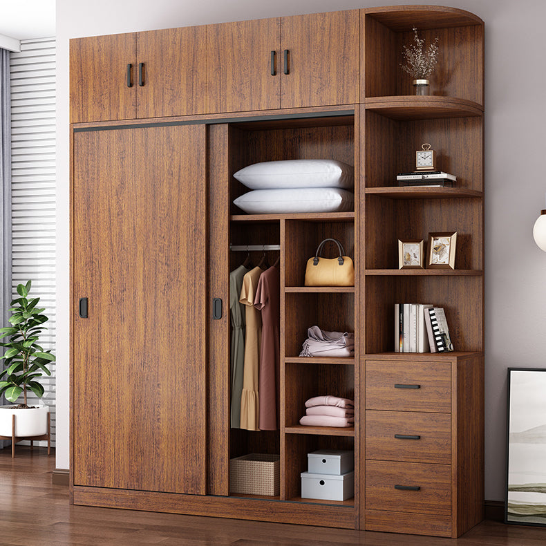 Solid Wood Frame Wardrobe Freestanding Wardrobe with Sliding Doors