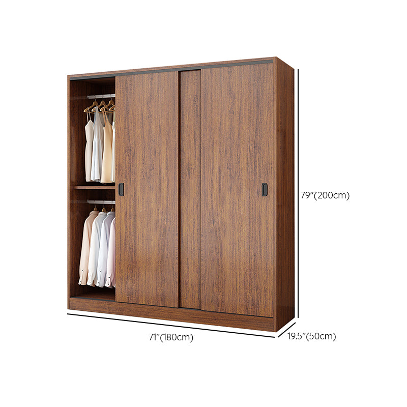 Solid Wood Frame Wardrobe Freestanding Wardrobe with Sliding Doors