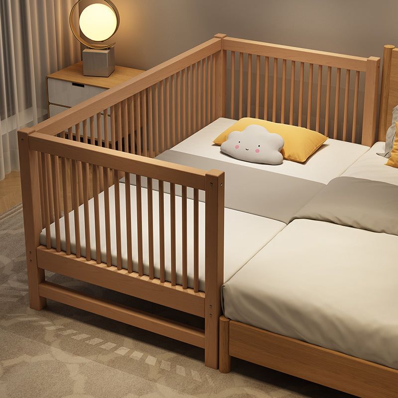 Convertible Nursery Crib Farmhouse Solid Wood Crib with Guardrail