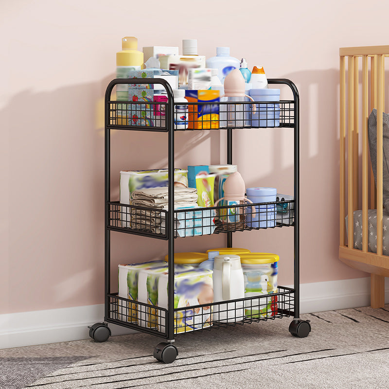 Metal Standard Bookcase with Wheels Children's Storage Bookshelf