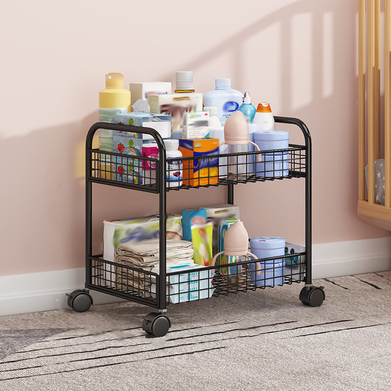 Metal Standard Bookcase with Wheels Children's Storage Bookshelf