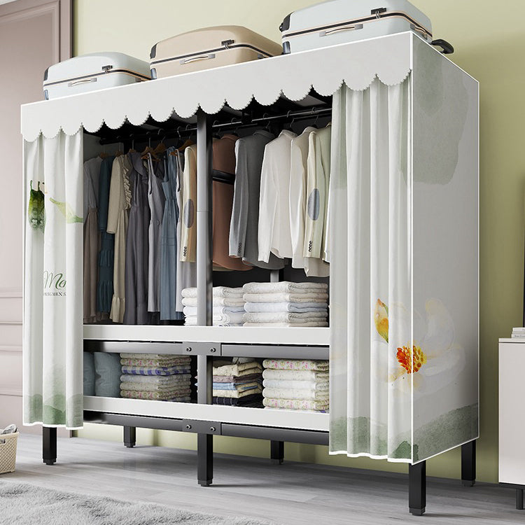 Metal Frame Freestanding Wardrobe Foldable Wardrobe with Garment Rod