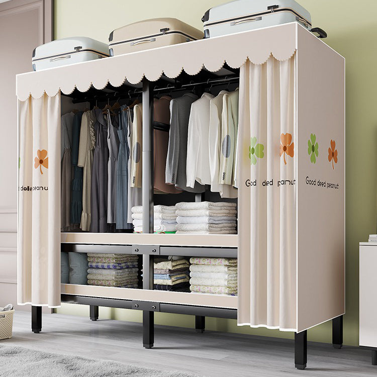 Metal Frame Freestanding Wardrobe Foldable Wardrobe with Garment Rod