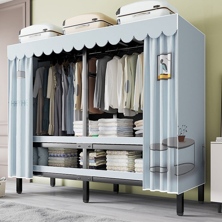 Metal Frame Freestanding Wardrobe Foldable Wardrobe with Garment Rod