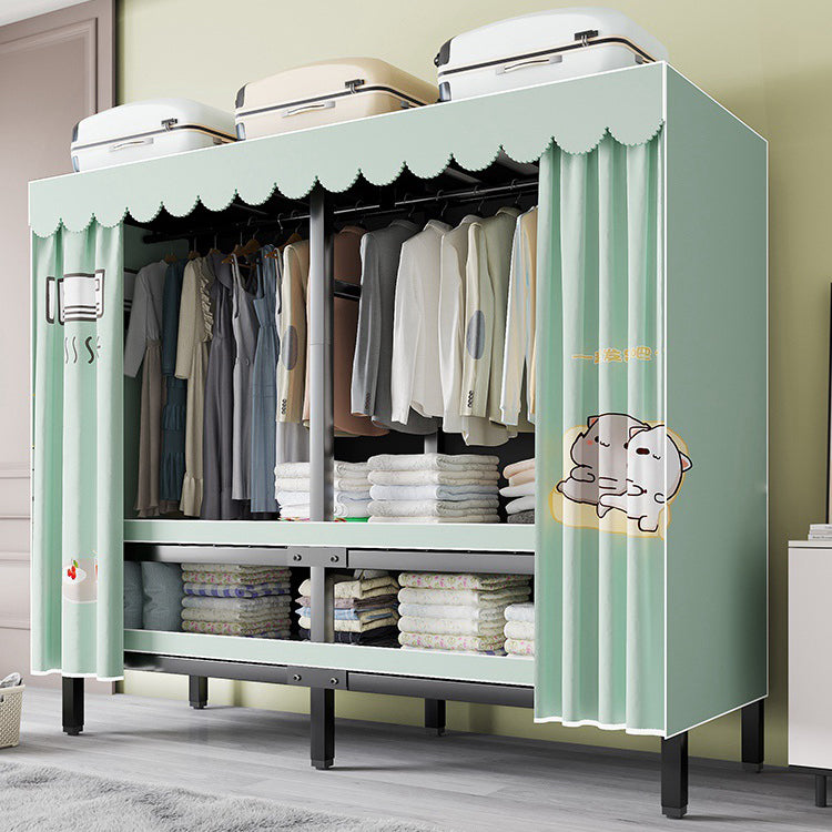 Metal Frame Freestanding Wardrobe Foldable Wardrobe with Garment Rod