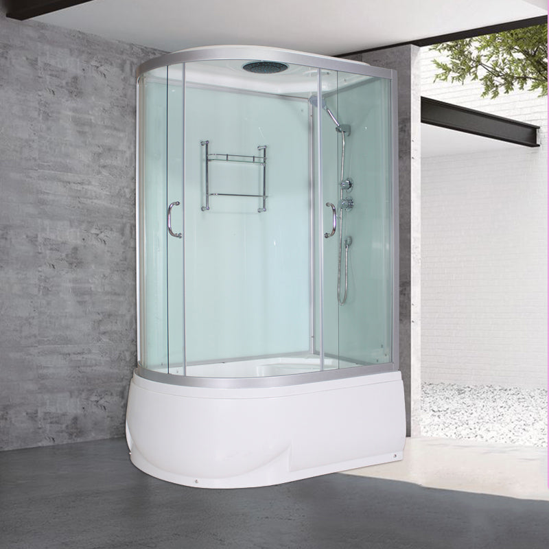 Round Tempered Glass Shower Enclosure with Base Kit Framed Tub & Shower Kit