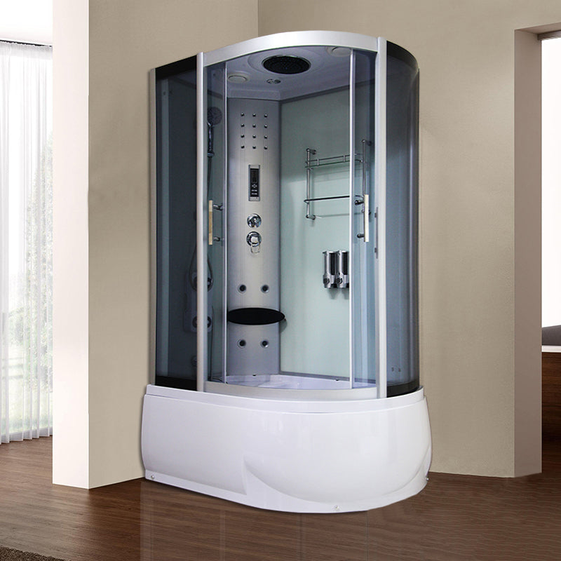 Round Tempered Glass Shower Enclosure with Base Kit Framed Tub & Shower Kit