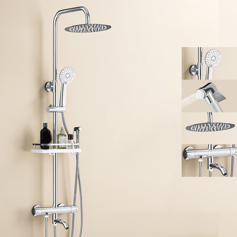 Thermostatic Shower Set Adjustable Spray Pattern Shower System with Slide Bar