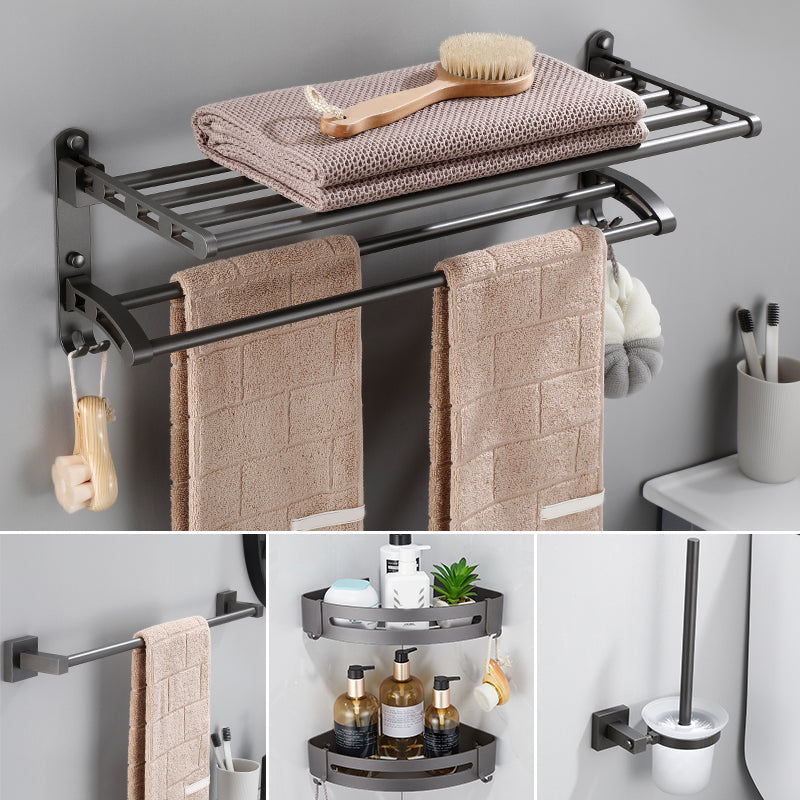 Contemporary Bathroom Accessory As Individual Or As a Set in Grey Metal