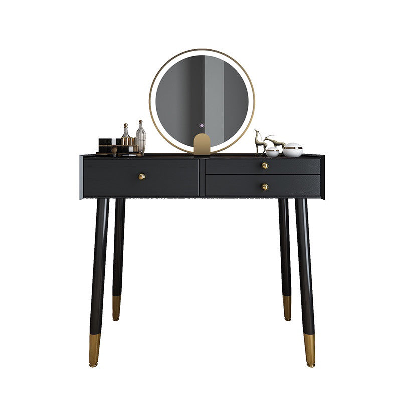 Scandinavian Lighted Mirror Makeup Vanity Desk in Wood Vanity Dressing Table Set