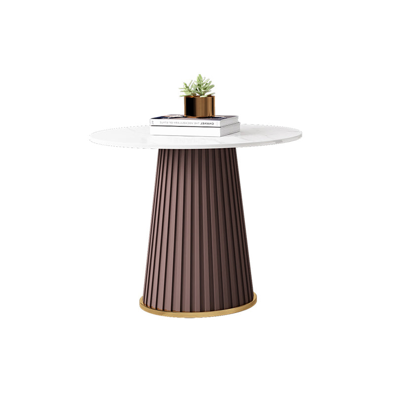 Slate Round Coffee Table Pedestal Coffee Cocktail Table for Living Room