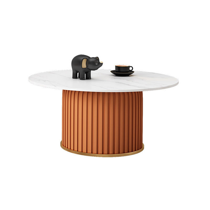 Slate Round Coffee Table Pedestal Coffee Cocktail Table for Living Room