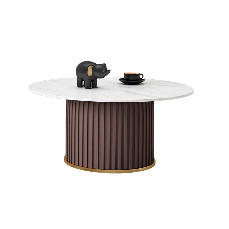Slate Round Coffee Table Pedestal Coffee Cocktail Table for Living Room