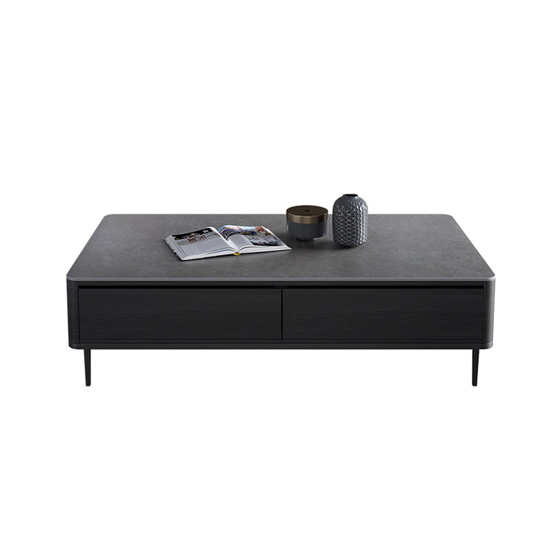 Rectangular Slate 4 Legs Coffee Table Modern 1 Single Cocktail Table with 4 Drawers