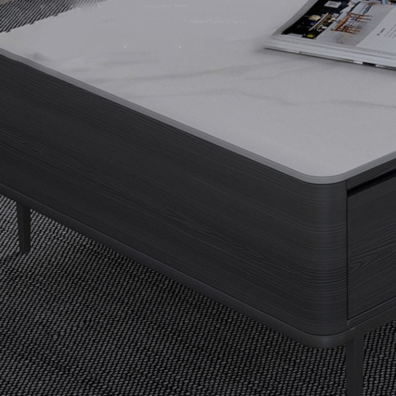 Rectangular Slate 4 Legs Coffee Table Modern 1 Single Cocktail Table with 4 Drawers