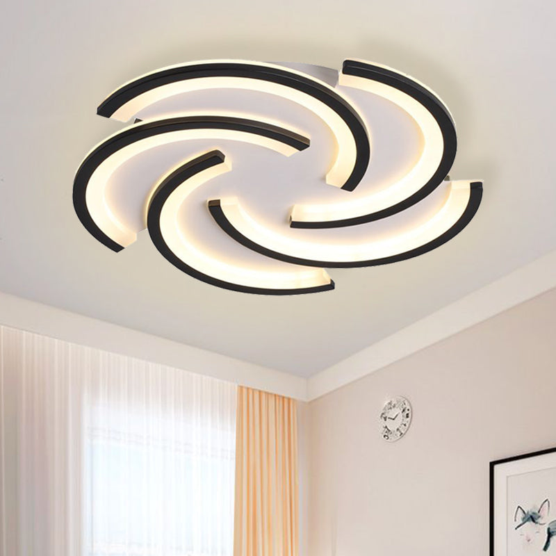 16"/19.5" W Acrylic Spiral Flush Light Modern LED Black Ceiling Flush Mount in Warm/White Light for Bedroom