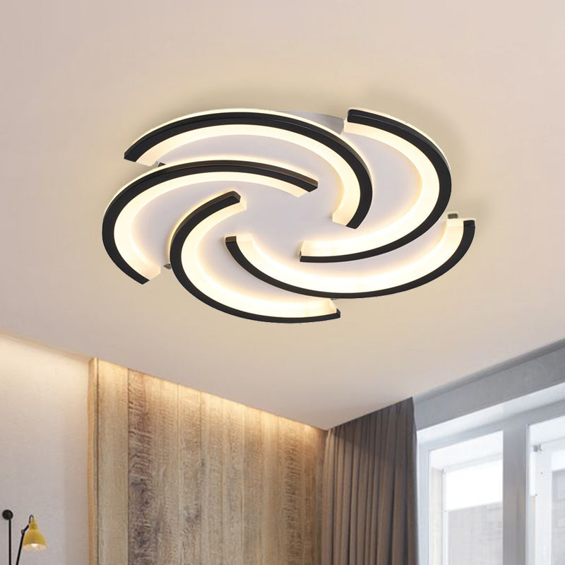 16"/19,5" W Acryl-Spiral-Unterputzleuchte, moderne LED-Deckeneinbauleuchte in Schwarz mit warmem/weißem Licht für Schlafzimmer