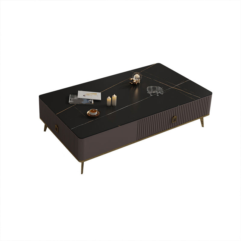 Slate Glam Rectangular Coffee Table 51.2" W 4 Legs Cocktail Table with Drawers