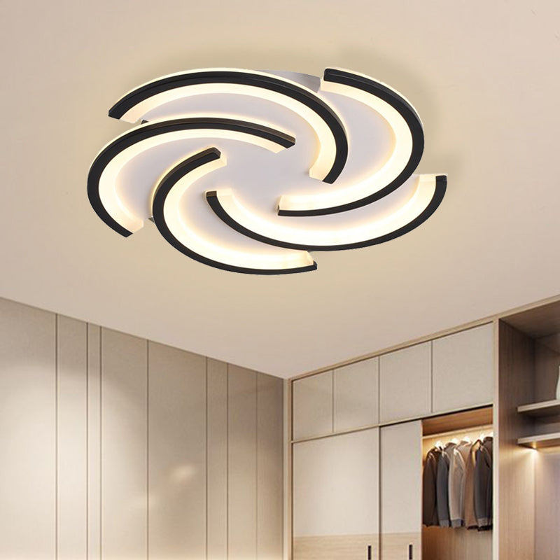 16"/19.5" W Acrylic Spiral Flush Light Modern LED Black Ceiling Flush Mount in Warm/White Light for Bedroom