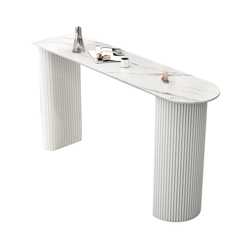 Glam Bistro Set 1/3 Pieces White Colour Stone Bar table with Upholstered Stools