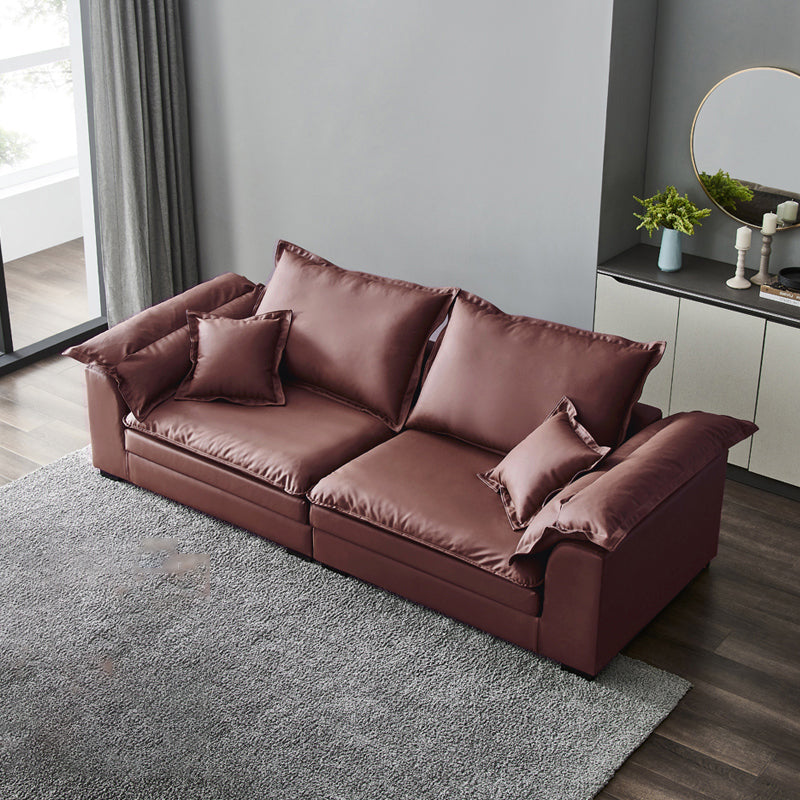 Pillow Top Arm Faux Leather Sette Nordic Down Fill Cushions Sofa with Pillows
