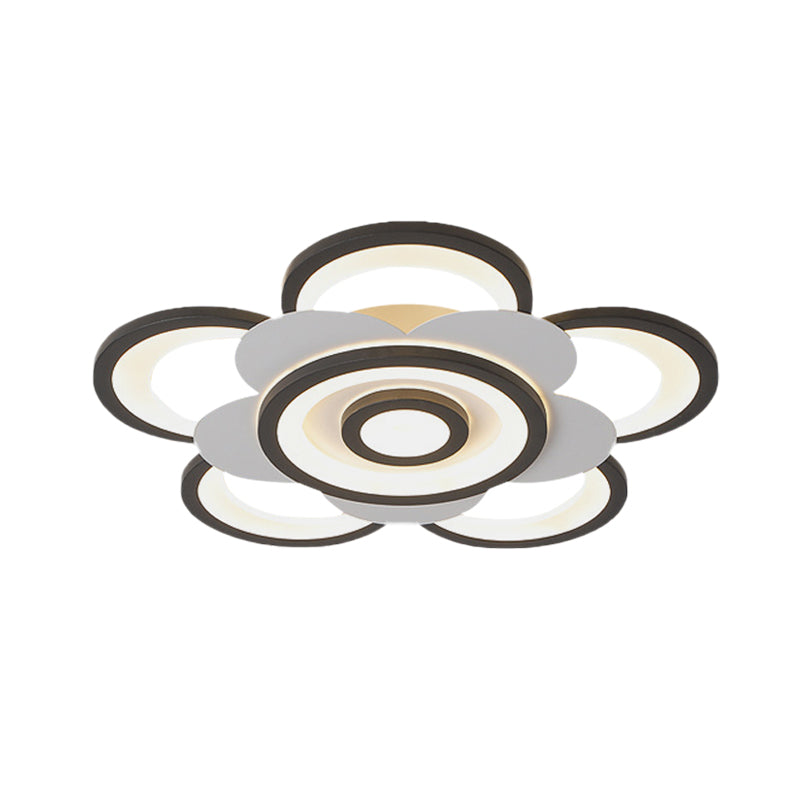 White and Black Flower-Like Flushmount Contemporary 20.5"/24.5" W LED Acrylic Ceiling Flush in White/Warm Light
