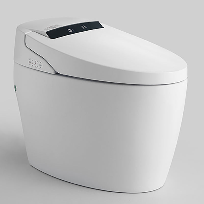 Elongated White Floor Standing Bidet with Heated Seat Contemporary Bidet