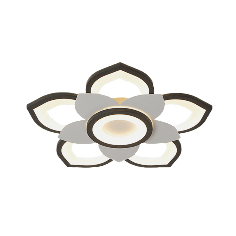 20.5 "/24.5" W Lotus Flush Plafond Licht Modern Acryl Zwart en Wit LED Flush Lamp-armatuur, Wit/Warm Licht