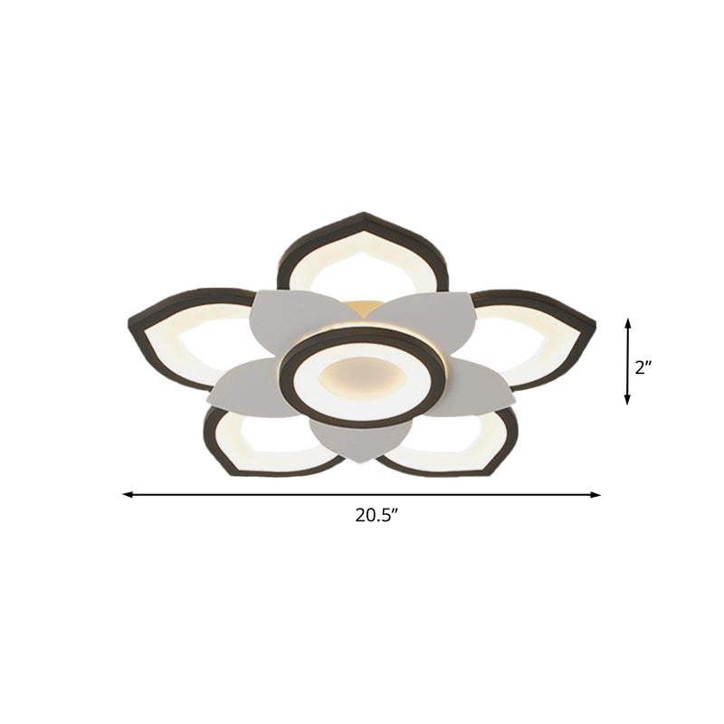 20.5 "/24.5" W Lotus Flush Plafond Licht Modern Acryl Zwart en Wit LED Flush Lamp-armatuur, Wit/Warm Licht