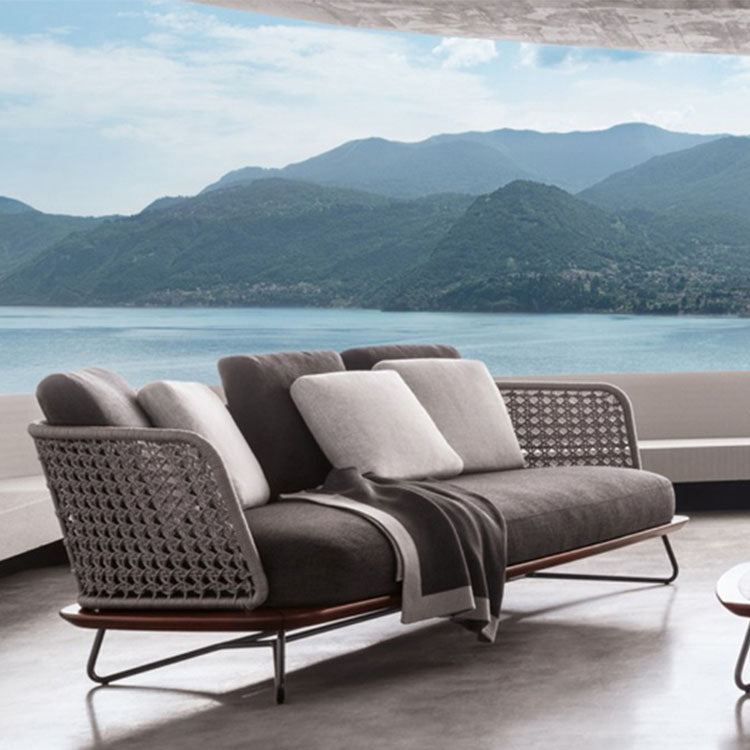 Industrial Metal Frame Outdoor Sofa UV Resistant Patio Sofa with Cushion