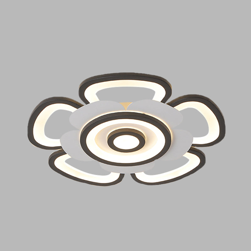 Blumen-Acryl-Unterputzleuchte, moderne LED-Deckenleuchte in Schwarz und Weiß mit warmem/weißem Licht, 20,5"/24,5" B