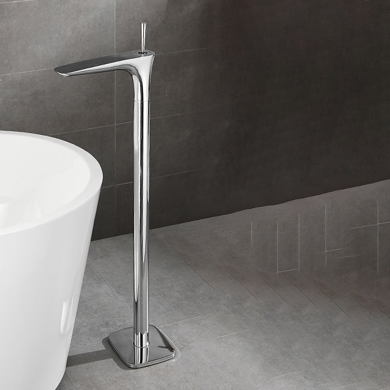 Contemporary Bathroom Faucet Floor Mounted Copper One Handle Fixed Freestanding Tub Filler