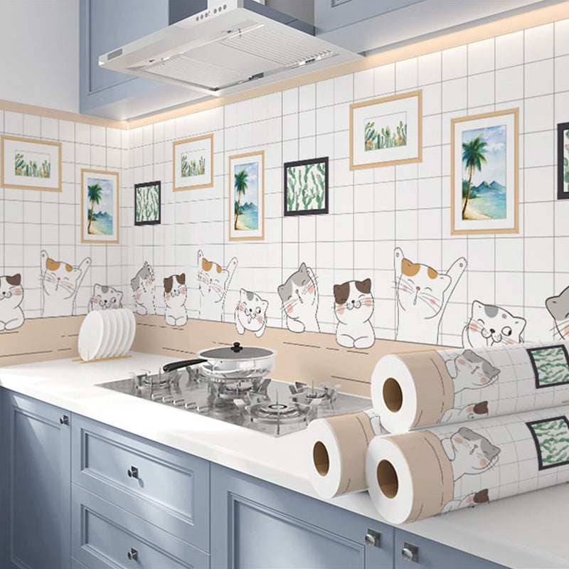 Square Mosaic Peel & Stick Tile Stain Resistant Kitchen Backsplash Tiles